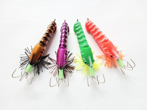 タコルアー タコエギ 12cm 21g 4色セット ラトル入り オモリやブレード装着可能! マダコ ミズダコ イシダコ エビ型 船釣り 蛸 ルアー エギング 餌木 エギ