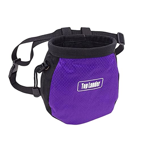 KiBcsLic Rock Climbing Chalk Bag with Belt And Zipper Weight Lifting Hunting Bouldering Sack, Purple