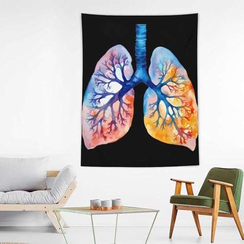Tapiz de pulmones en acuarela: decoración vertical de tela para la pared del dormitorio 3