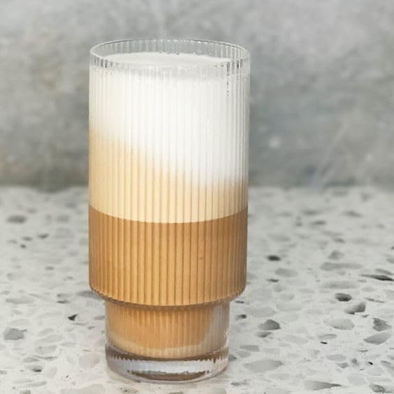 Image of WEZOSHINET 6 Pcs Heat Resistant Drinking Glasses Cup with Vertical Stripes Ribbed Pattern for Iced Coffee Cups Whiskey Cocktail Beer Water Glasses for Home Party Glass (290ML Set of 6)