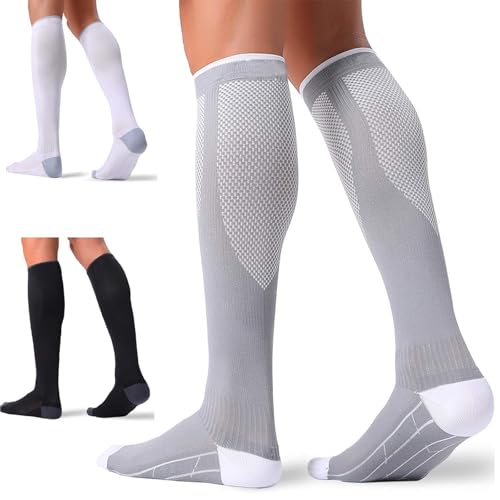 3 Pairs Athletic Socks Moisture Wicking Compression Casual Sports Socks for Women Men