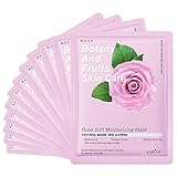 Jakuva 12PCS Deeply Moisturizing Facial Masks,Collagen Face Mask Facial Patches for Anti-Aging,Anti Wrinkle & Face Skincare,Firm Skin Softening Facial Pads,Rose Pink