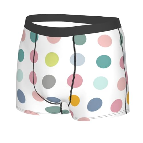 Colorful Dots Men's Boxer Briefs, Polka Breathable Mens Underwear Comfort Boxers Shorts Support Trunks