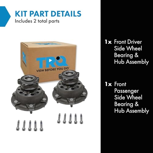 Image of TRQ 2 Piece Front Wheel Bearing & Hub Assembly Set with ABS Sensor Compatible with 2015 Ford Transit-250 2015-2017 Transit-350 2015-2018 Transit-350 HD
