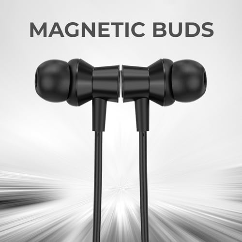 Image of RD Telinet M-15 Jolt Wireless Bluetooth Neckband Earphones, 66H Playtime, 15mm Dynamic Drivers, Bluetooth v5.3, ENC Calling, Dual Device Pairing, Fast Charging, IPX5 Water Resistant - Black