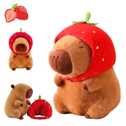 Juguete De Peluche Capybara, Simulación Carpincho Juguetes, Peluche de Capibara de Fresa, Capybara Peluche Realista, Fresa Lindo Peluche Carpincho, Capybara Peluche, Regalo de Cumpleaños para Niños