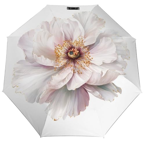Parapluie pliant 3 volets blanc floral : restez au sec avec élégance à la Saint-Valentin