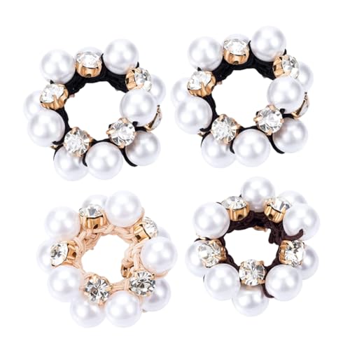 CALLARON 4 Piezas Vhinestones Con Cuerda De Cabello Atar Corbatas Del Cabello Gruesas De Imitación Para El Cabello Portavoz Largo Chicas Coleteros Brillante Ondulado Pequeño Gomas