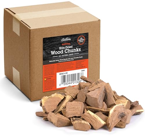 Camerons All Natural Oak Wood Chunks for Smoking Meat - 420 Cu. in. Box, Approx 5 Pounds - Kiln Dried Large Cut BBQ Wood Chips for Smoker - Barbecue Chunks Smoker Accessories - Grilling Gifts for Men