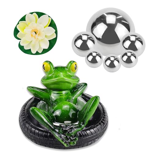 Fosoloni Miniteich Deko Set Schwimmfrosch mit 6 Dekokugel...