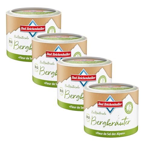 Bad Reichenhaller Fleur de Sel der Alpen Bergkräuter 4x90g | Premium Salz Gewürzmischung mit...