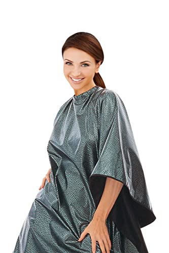 Cricket Encore All Purpose Professional Salon Cape – Waterproof, Bleach-Proof, Chemical-Resistant Hair Coloring, Cutting, and Styling Cape with Adjustable Neck Closure - Extra-Large Coverage, Jade