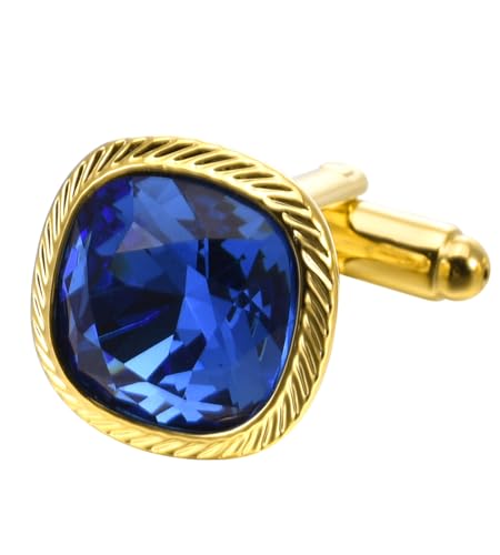 Jonwo JWCF-101 Blue Zircon Gemstone Cufflinks For Men Lady In Gift Case 14K Gold Plated Square Men'S Cufflinks Jewelry Set thumb #6