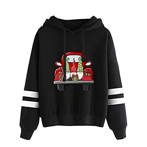 Weihnachtspullover Damen Lustig Weihnachten Gedruckt Oberteile Ugly Sweatshirt Kapuzenpulli Hässliche Kapuzenpullover Casual Kordelzug Hoodie Langarm Frauen Christmas Tops