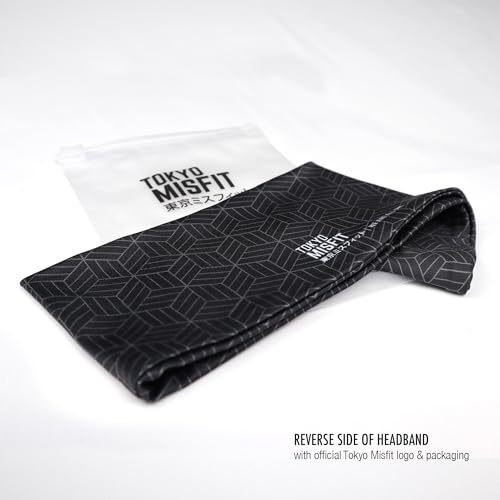 Image of Tokyo Misfit Japanese Headband Men & Women Sweat Band (Cube-Black-Small) | Japanese patterns, Moisture wicking, Cooling headband, Breathable stretch fabric, Workout, Running, Exercise, Sports, Yoga