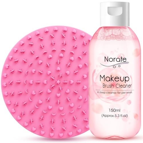 Norate Make-up-Pinselreiniger Make Up Pinsel Reiniger Lösung + Make-up Pinsel Reiniger Matte Pinsel Reiniger Pad für Deep Clean Brush Shampoo Sanfte Formel Cruelty Free 2 Stück Set