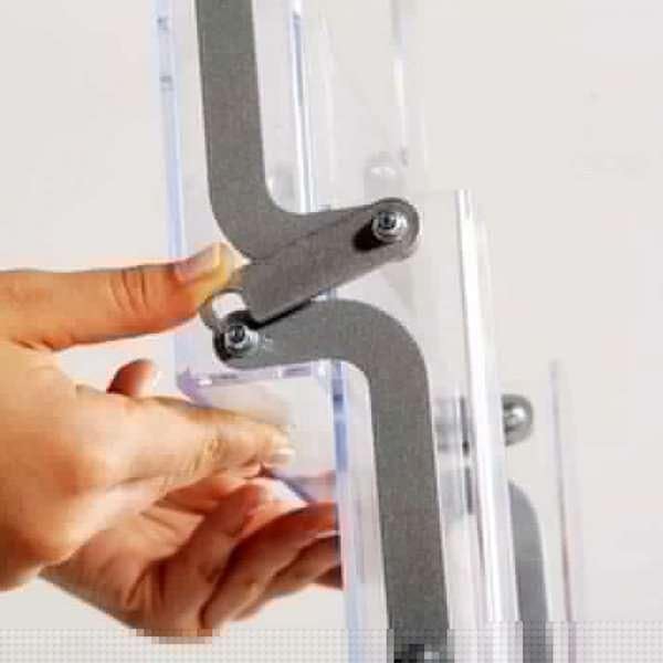 DisplayLager Klappbarer Prospektständer - 5xA4-21x29,7 cm - Silber,Transparent, Aluminium, Brochure Stand, Faltbarer Prospektständer