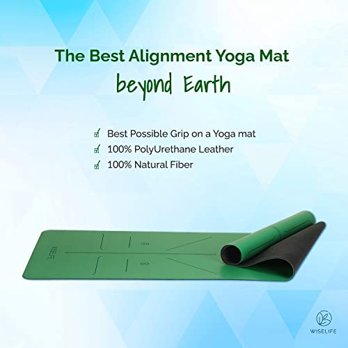 Image of WiseLife PU Rubber Professional Yoga Mat + Carry Strap - Green (5mm Extra Thick Extra Long Extra Wide Exercise floor mat for Gym, Workout, Fitness, Yoga and Pilates) PURE PU Leather & Natural Rubber