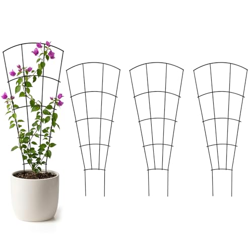 Thealyn Thealyn Rankgitter Metall 4er Set, 60 x 24 cm, Rankhilfe für kleine Kletterpflanzen und Zimmerpflanzen, Pflanzenspalier für Blumentopf, Balkon und Garten, Schwarz