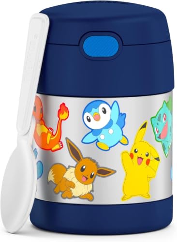 Image of THERMOS FUNTAINER 10 Ounce Stainless Steel Vacuum Insulated Kids Food Jar with Spoon, POKEMON (Pack of 6)