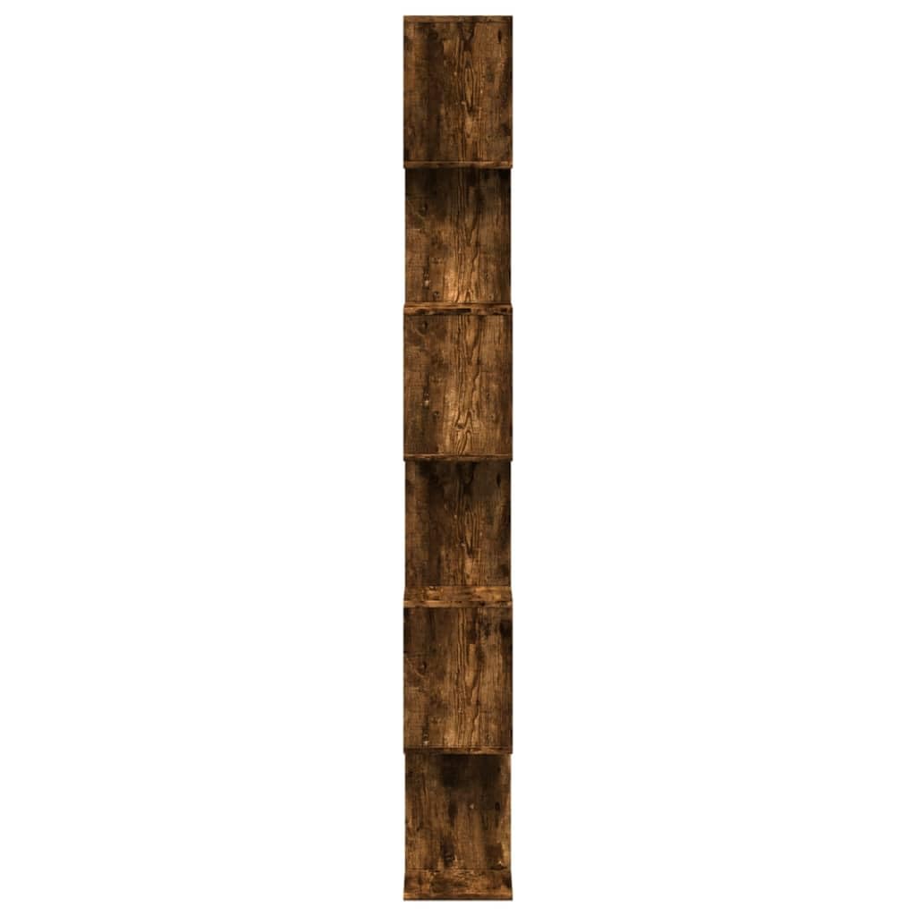 Regał na książki 6 pięter 70 x 24 x 193 cm | Geometryczne wzornictwo, przesunięte półki, materiał drewnopochodny, wszechstronne zastosowanie, łatwe w utrzymaniu
