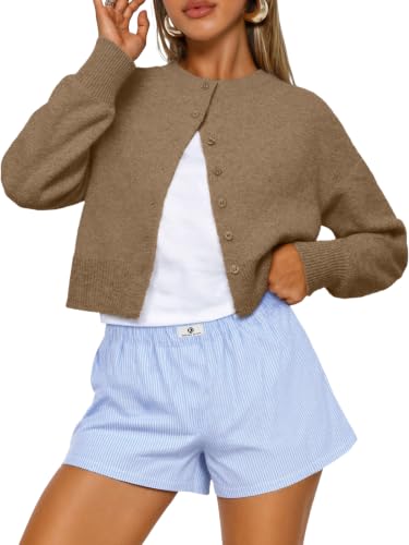 Image of Trendy Queen Cropped Cardigan Sweaters for Women Fall Fashion Clothes 2026 | Lightweight Knit Button-Down, Versatile Layering Piece for Fall, Spring & Office Wear