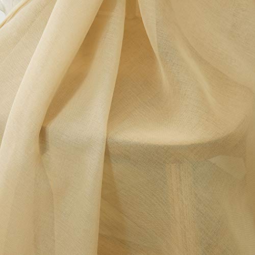 Mystic-Home Taupe Sheer Curtains 84 Inches Long, Rod Pocket Sheer Drapes For Living Room, Bedroom, 2 Panels, 52"X84", Semi Crinkle Voile Window Treatments For Yard, Patio, Villa, Parlor #TOP6
