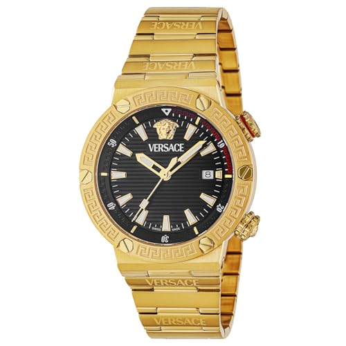 [VERSACE] メンズ 腕時計 ヴェルサーチェ グレカロゴ VE8G00624 クォーツ 10気圧防水 サファイアガラス ブラック文字盤 ステンレススチール [並行輸入品]