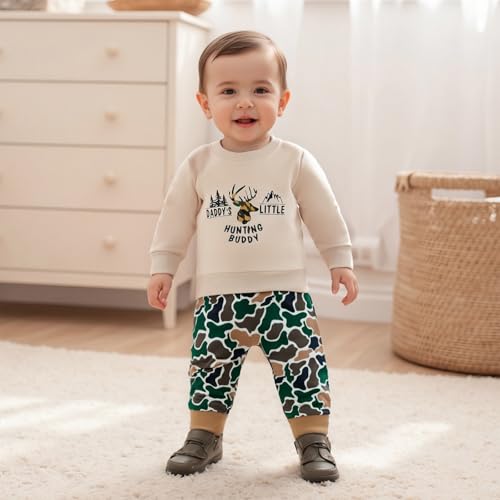 Toddler Baby Boy Camouflage Outfit Baby Camo Sweatshirt Top with Pants Set Hunting Fall Winter Clothes2