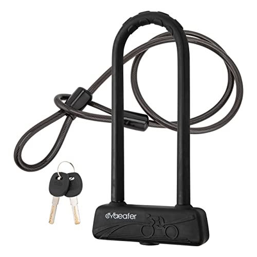 Cycleafer® Antivol en U avec câble - Antivol de vélo robuste en U, taille 135 x 285 mm avec support de montage pour vélo pliant, vélo de route et VTT Cover