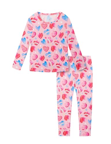 Toddler Boys and Girls Bamboo Viscose Pajamas Set Snug Fit Long Sleeve Top and Pants PJs