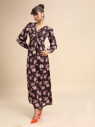 Image of Tokyo Talkies Women's Long Sleeves V-Neck Printed Dresses | Stylish Dresses | Casual Dresses