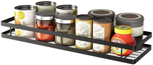 Image of Craft Expertise Wall-Mounted Pan & Pot Rack - Black Iron Kitchen Organizer with 7 S-Hooks | Space-Saving Hanging Rack for Utensils, Pots & Pans (16 inch x 5.25 inch x 2.5 inch)