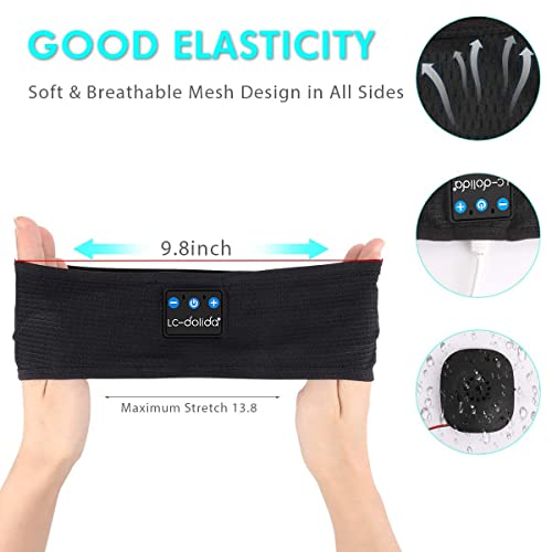 LC-dolida Schlafkopfhörer Bluetooth- Kabellos V5.2 Sport Stirnband Kopfhörer Musik schlafen HD Stereo Lautsprecher… - Image 7