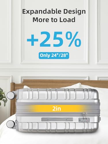 Image of LARVENDER Luggage Sets 6 Piece Hardside Expandable Suitcase with Wheels TSA Lock, PC+ABS Hardshell Lightweight Travel Luggage Sets for Women, Glossy Silver, 6 Piece Set