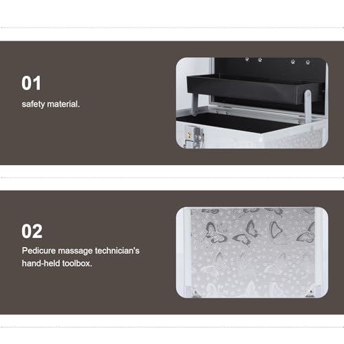 Image of Portable Silver Pedicure Storage Box - 9.44X6.29X6.29 Inch Handheld Organizer for Manicure Tools, Beauty Supplies, and Travel