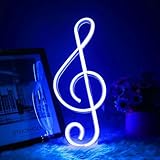 AOOTE Musik Leuchtreklame,Musiknoten förmiges Neonlicht,Musik LED Neonschilder für Wanddekor,USB und Batterie betrieben,Musikalische Neon Lights für Bar, Musik Party, Studio (Blau)