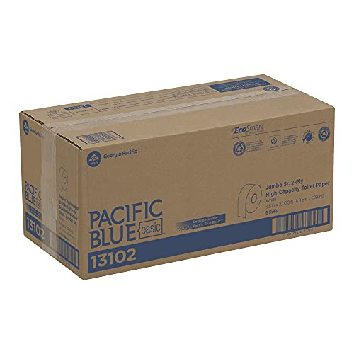 Georgia-Pacific Blue Basic Jumbo Sr. 2-Ply Toilet Paper (Previously Branded Envision) By Pro, 13102, 2000 Linear Feet Per Roll, 6 Rolls Per Case #TOP5