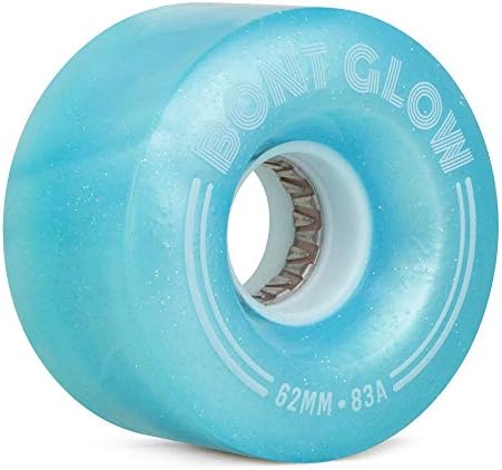 Bont Skates - Glow Light Up LED Quad Roller Skate Wheels - Luminous Recreational Street Outdoor Skating - 62x35mm 83A - Pack of 4 (Tickle Blue)