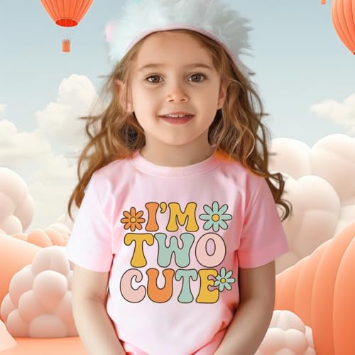 Image of Toddler Girls 2nd Birthday Shirt Outfit for Girls Cute Two Years Old Birthday Gift