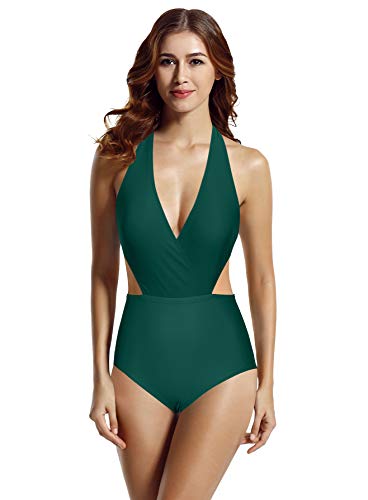 Zeraca - Polyester Fabric Neckline Swimming Dress For Curvy Women