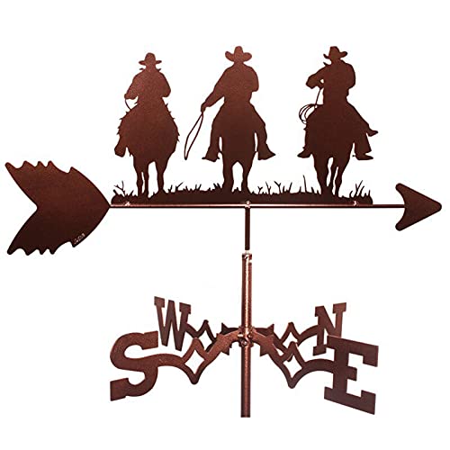 Varaka Three Cowboy Weather Vane, Stainless Steel Weather Vane Figurine, Practical Wind Direction Indicator, Measuring Tools Farm Scene Home Outdoor Garden Crafts Ornament #TOP11