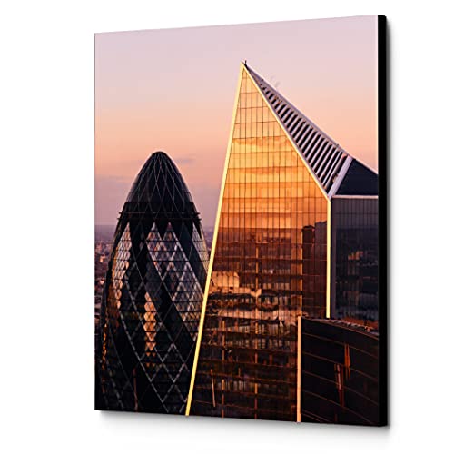 Photastic Wall Art – 18x24 Canvas Print of the Iconic Gherkin and the lesser known Scalpel by World Renowned Photographer Ron Timehin. London Wall Art for your Home and Office.