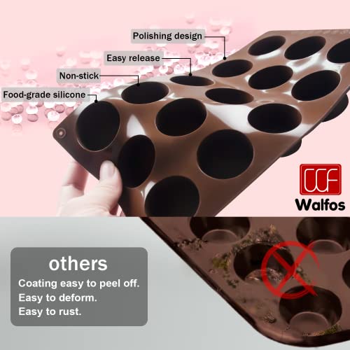 image for Silicone Fat Bomb Molds, Walfos Silicone Candy Mold, 15 Cavity Round M
