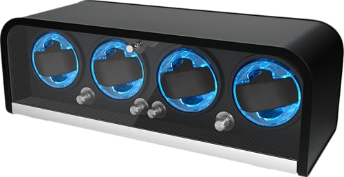 Watch Winder for Automatic Watches, Watch Winders 1/2/4/8 Slot for Rolex, Winder Box Uses Super Quiet Motor, 4 Rotation Mode Setting & LED Light, Gift for Man