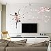 Sticker mural fille danse fleurs salon chambre amovible écologique bricolage vinyle décor Art décalcomanies Art peintures murales affiche murale