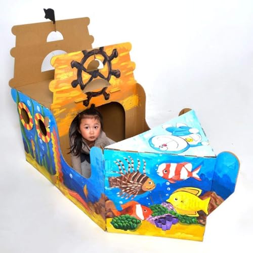 Ziuuihuダンボールハウス ダンボール製遊具,ダンボール製,段ボールハウス ダンボール製 ダンボールハウス 秘密基地,プレイハウス 段ボール,子供 お絵かきでデコレーション 簡単組み立て キッズハウス ギフト プレゼント お誕生日 出産祝い 強くて耐久