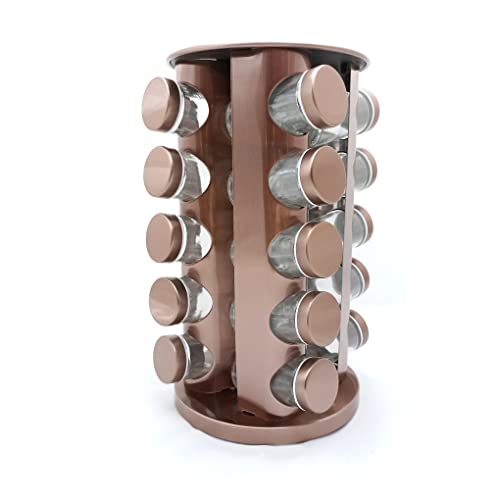 PORTA TEMPEROS CONDIMENTOS REDONDO INOX 20 POTES (Ouro Luxo)