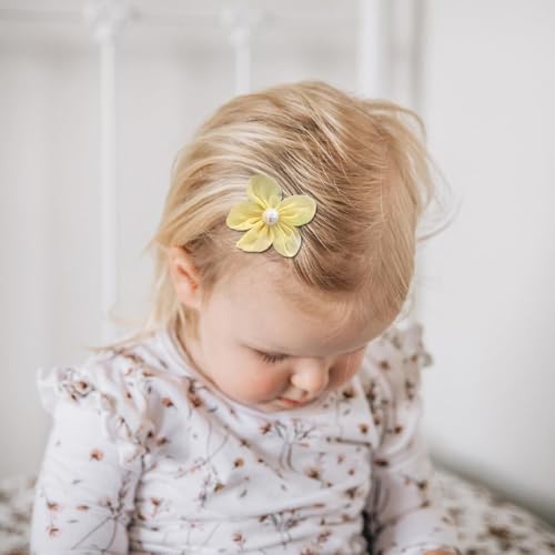Image of SYGA 10-Piece Baby Hair Clip Set for Girls Adorable Bow and Flower Designs Hair Pin Soft, Lightweight, and Stylish - Yellow