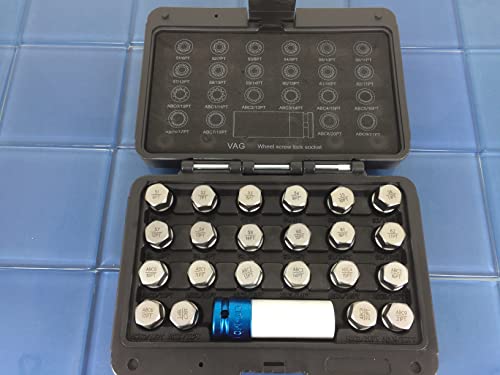 Temo 23 Pc Wheel Lock Lugnut Anti-Theft Lug Nut Screw Removal Key Socket Set For Vw Audi With 1/2 Inch Socket Adapter #TOP2